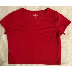 Hollister Women's Red V-Neck Top